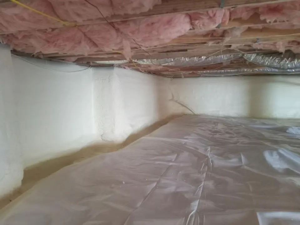 Crawl space encapsulation with closed-cell spray foam for Spray Foam Roofing in Isanti